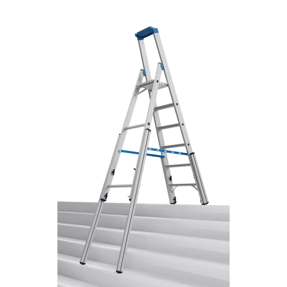 Treppen-Stufenstehleiter, mit Niveauausgleich, einseitig begehbar, 6 Stufen KRAUSE