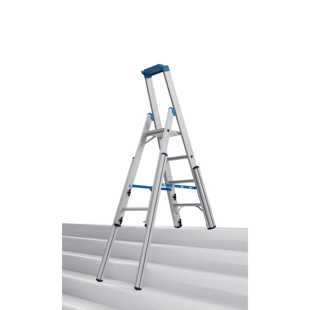 Treppen-Stufenstehleiter, mit Niveauausgleich, einseitig begehbar, 4 Stufen KRAUSE