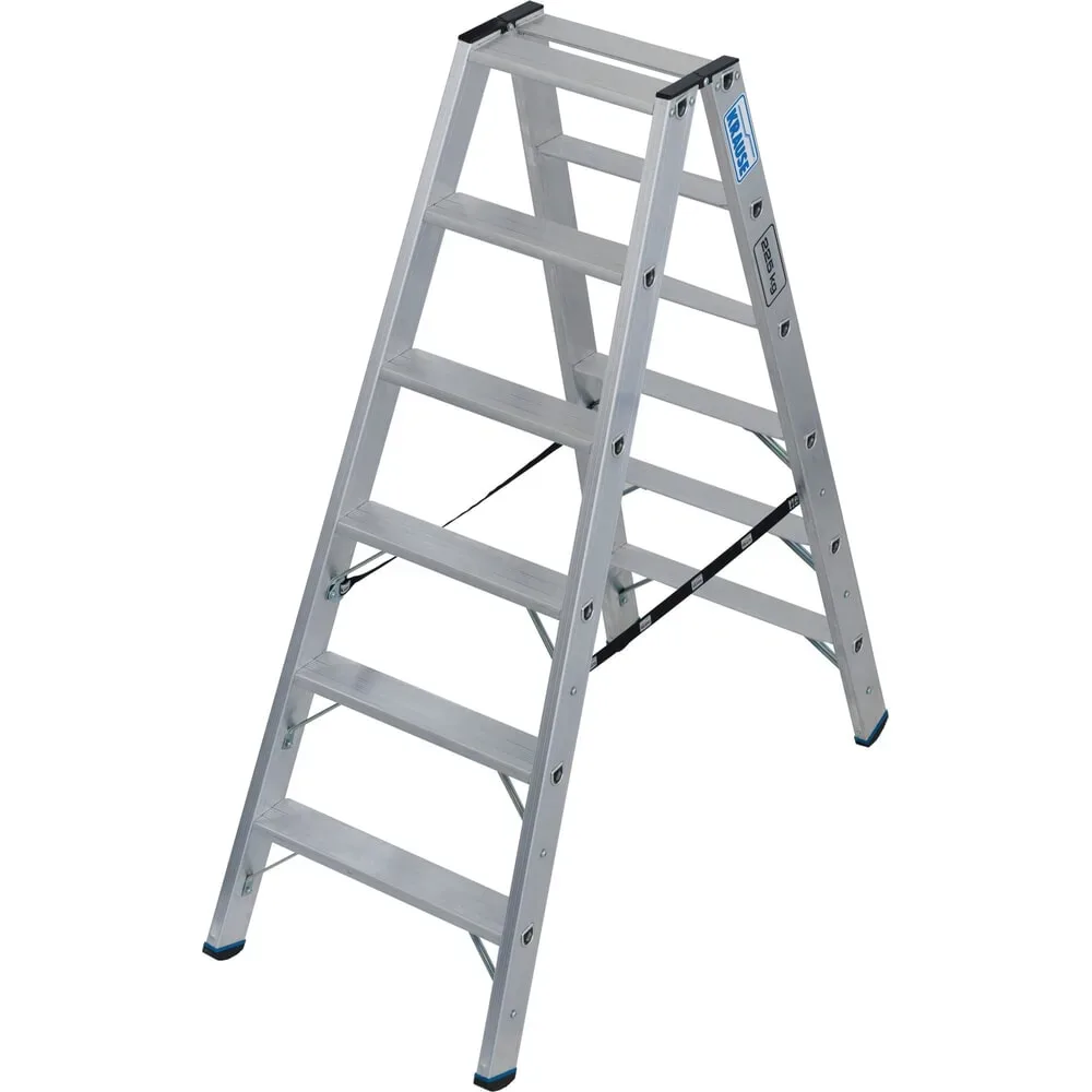 KRAUSE® STABILO Stufenstehleiter, beidseitig begehbar, Tragfähigkeit 225 kg, 2 x 6 Stufen