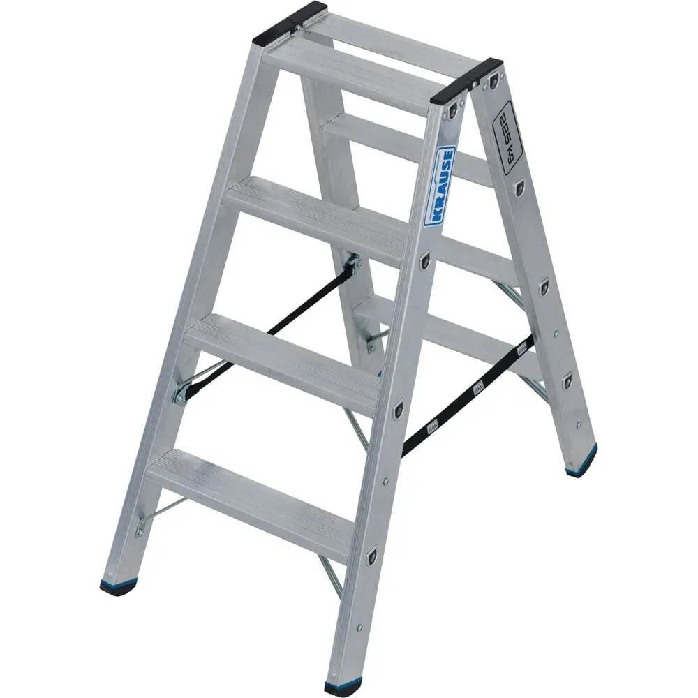 KRAUSE® STABILO Stufenstehleiter, beidseitig begehbar, Tragfähigkeit 225 kg, 2 x 4 Stufen