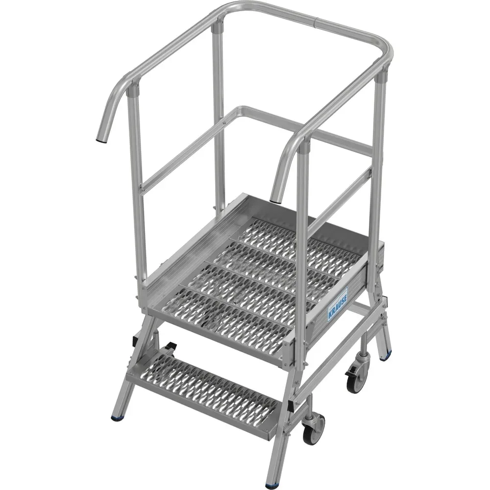 KRAUSE® STABILO fahrbare Podestleiter, einseitig begehbar, Profilrost R13, 2 Stufen