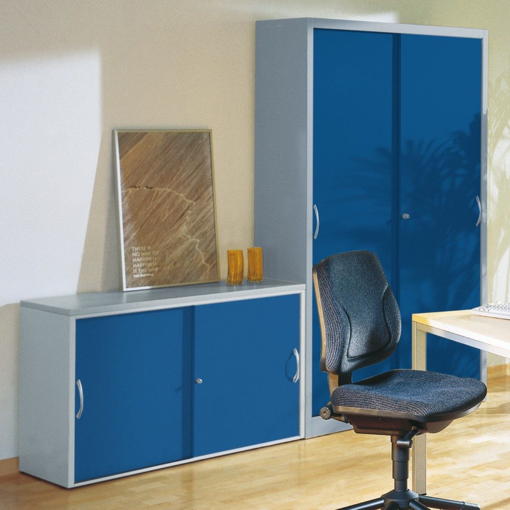 C+P Anstell-Schiebetürenschrank, 2 OH, Breite 1.600 mm, lichtgrau, rubinrot, Ahorn