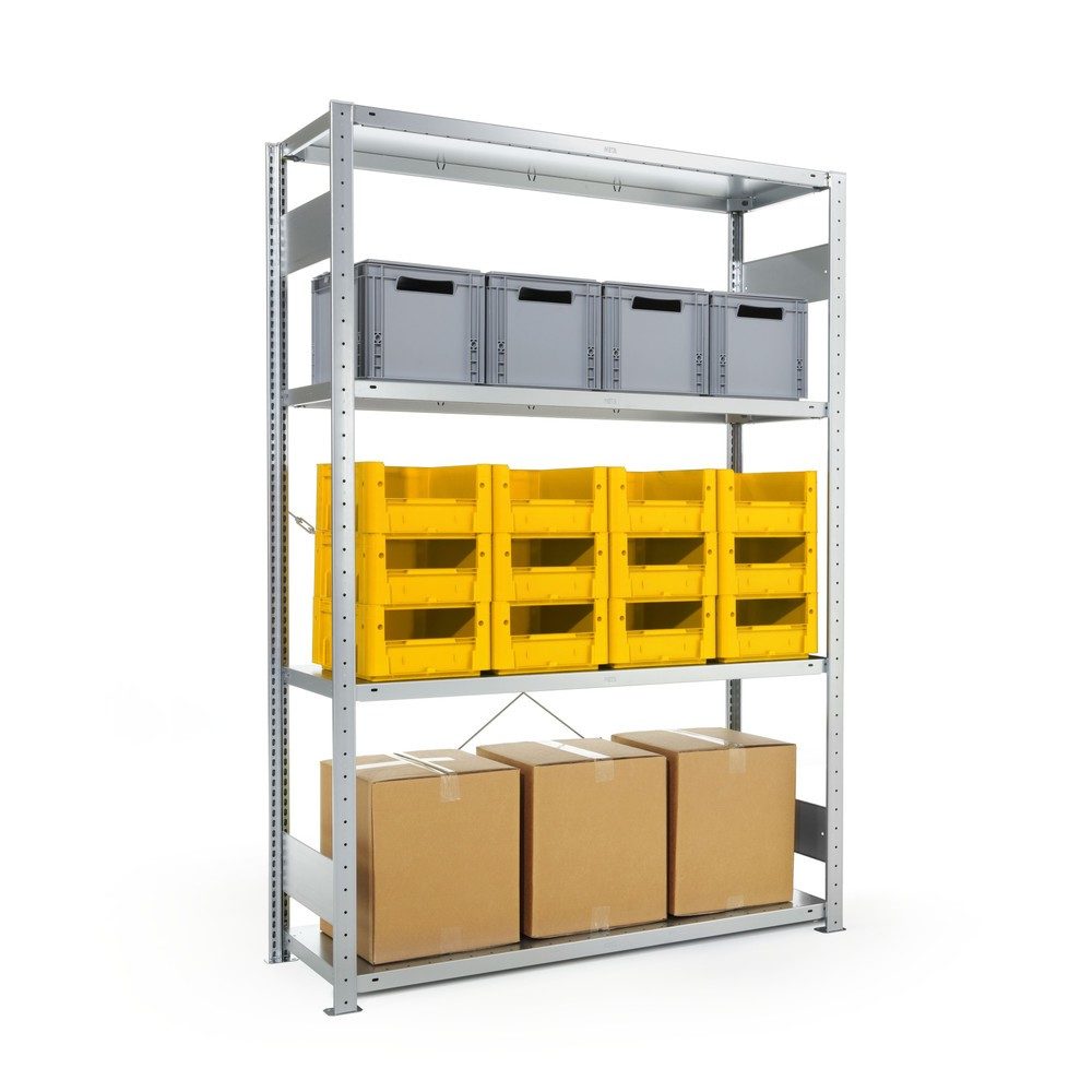 META Fachbodenregal, einzeilig, GF, verzinkt, HxBxT 2.500 x 1.300 x 600 mm