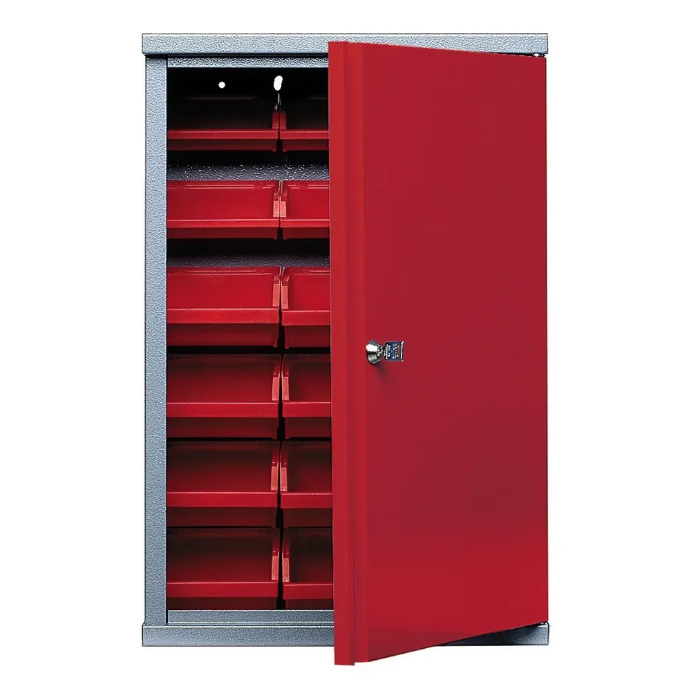 Hängeschrank mit 18 Sichtboxen, HxBxT 600 x 400 x 160 mm, rot