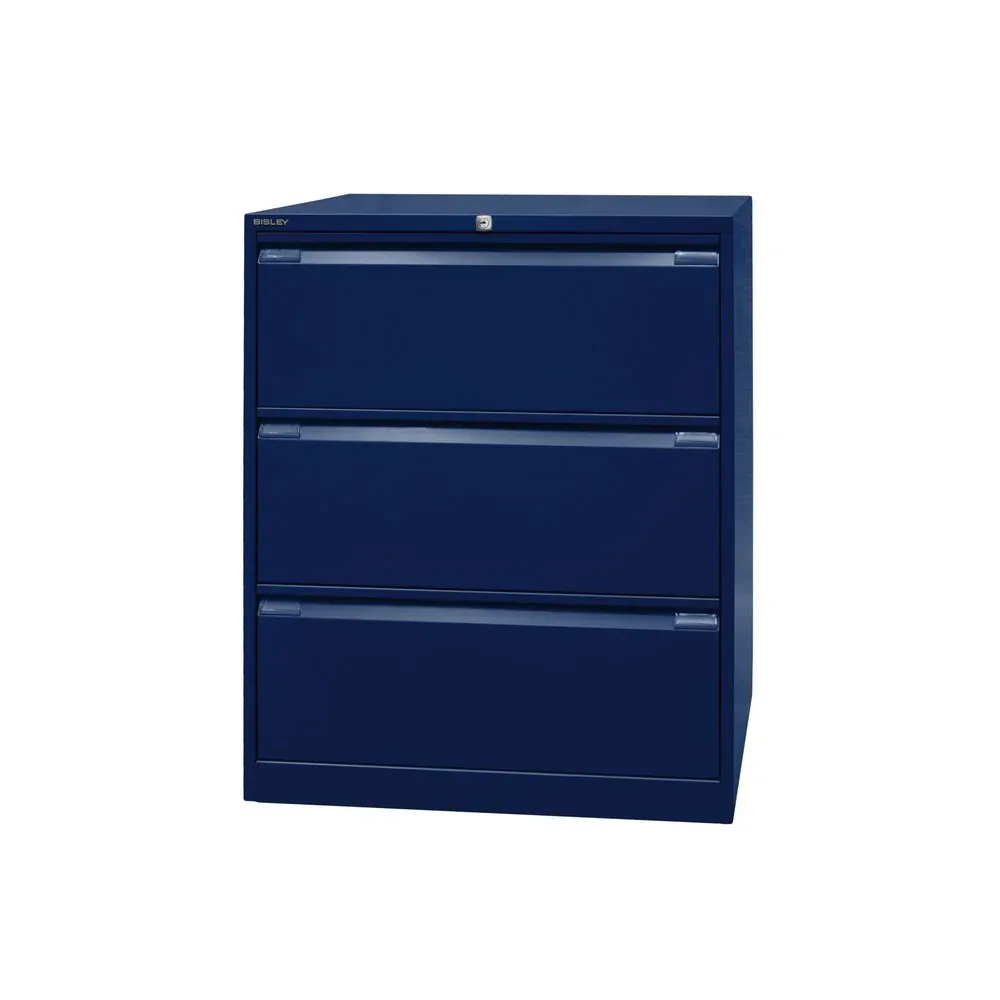 BISLEY Hängeregistraturschank, 2-bahnig, 3 Schubladen, blau