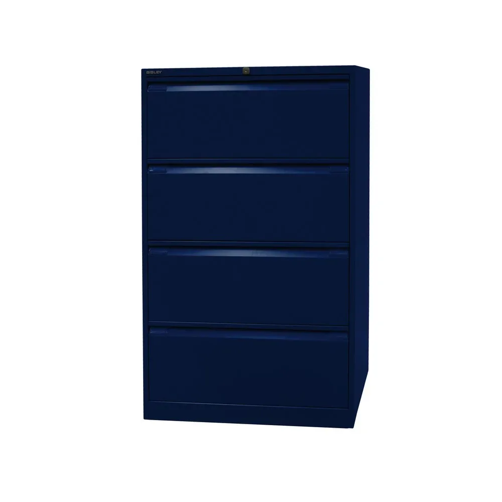 BISLEY Hängeregistraturschank, 2-bahnig, 4 Schubladen, blau
