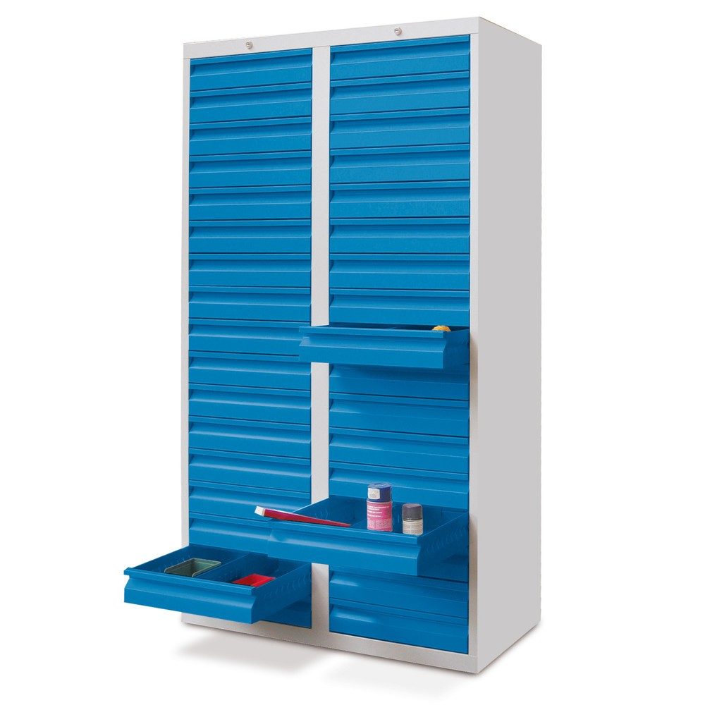 PAVOY Leichter Schubladenschrank, Gleitführung, Schubladen 30x100 + 2x200 mm, Breite 1.000 mm, rubinrot, lichtgrau