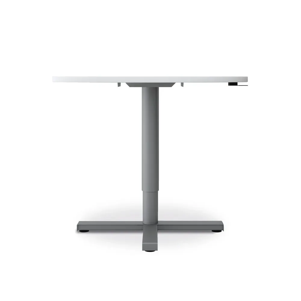 Geramöbel Säulentisch mit Fusskreuz, höhenverstellbar, ØxH 900 x 680-1.120 mm, weiss