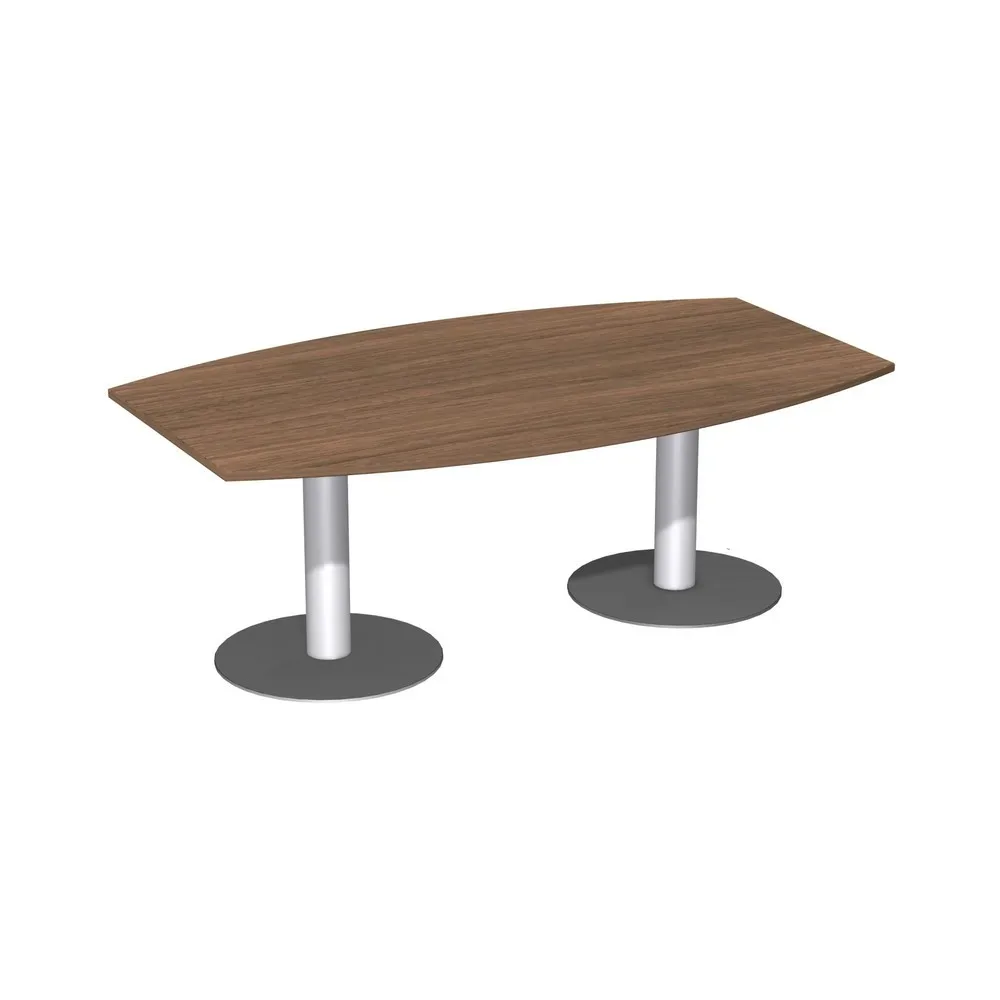 Geramöbel Konferenztisch fassförmig, mit Tellerfuss, BxT 2.000 x 800/1200 mm, Nussb.