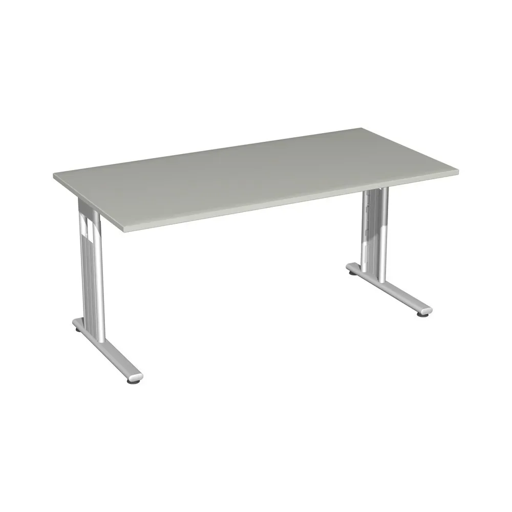Geramöbel Büro-Schreibtisch Lissabon, C-Fuss-Gestell, BxT 1.600 x 800 mm, lichtgrau