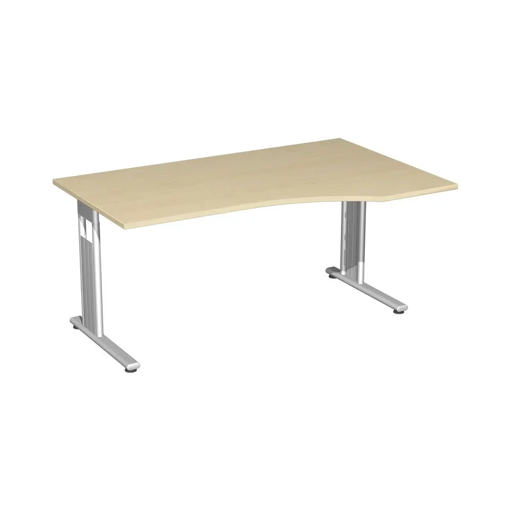 Geramöbel Büro-Schreibtisch Lissabon, C-Fuss-Gestell, PC-Form-Tischplatte rechts, BxT 1.800 x 1.000 mm, Ahorn