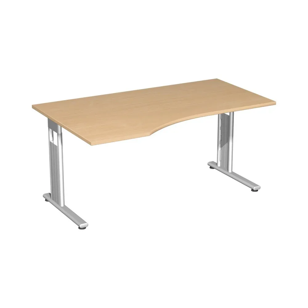 Geramöbel Büro-Schreibtisch Lissabon, C-Fuss-Gestell, PC-Form-Tischplatte links, BxT 1.800 x 1.000 mm, Buche
