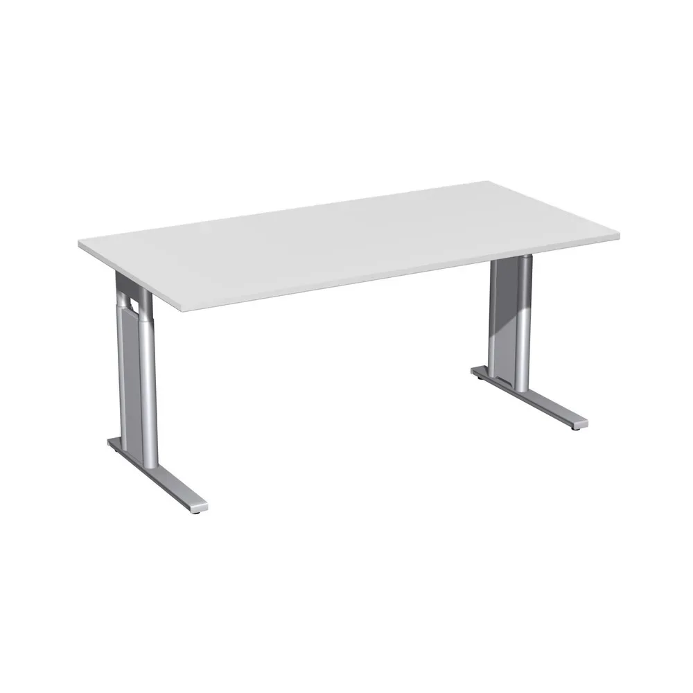 Geramöbel Manuell höhenverstellbarer Schreibtisch Profi, C-Fuss-Gestell, BxT 1.600 x 800 mm, lichtgrau
