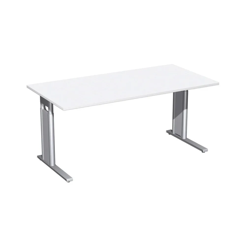Geramöbel Manuell höhenverstellbarer Schreibtisch Profi, C-Fuss-Gestell, BxT 1.600 x 800 mm, weiss