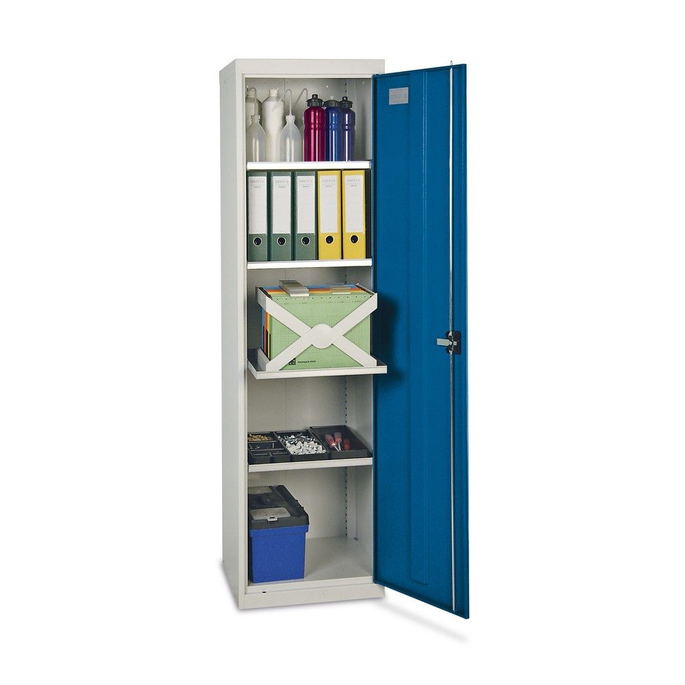 stumpf® Werkstatt-Flügeltürschrank mit 4 Wannen, HxBxT 1.800 x 500 x 500 mm, lichtgrau