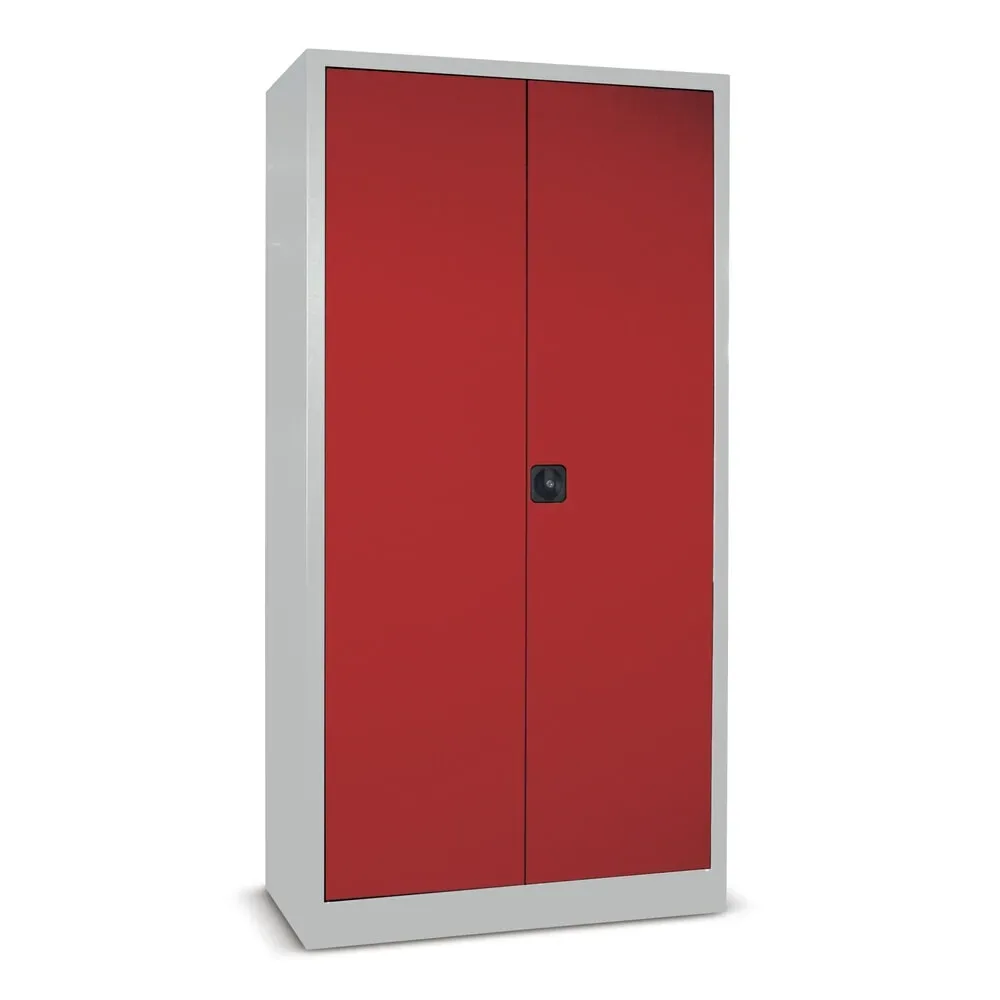 PAVOY Grossraum-Flügeltürschrank, 4 Fachböden, HxBxT 1.950 x 1.500 x 400 mm, feuerrot, lichtgrau