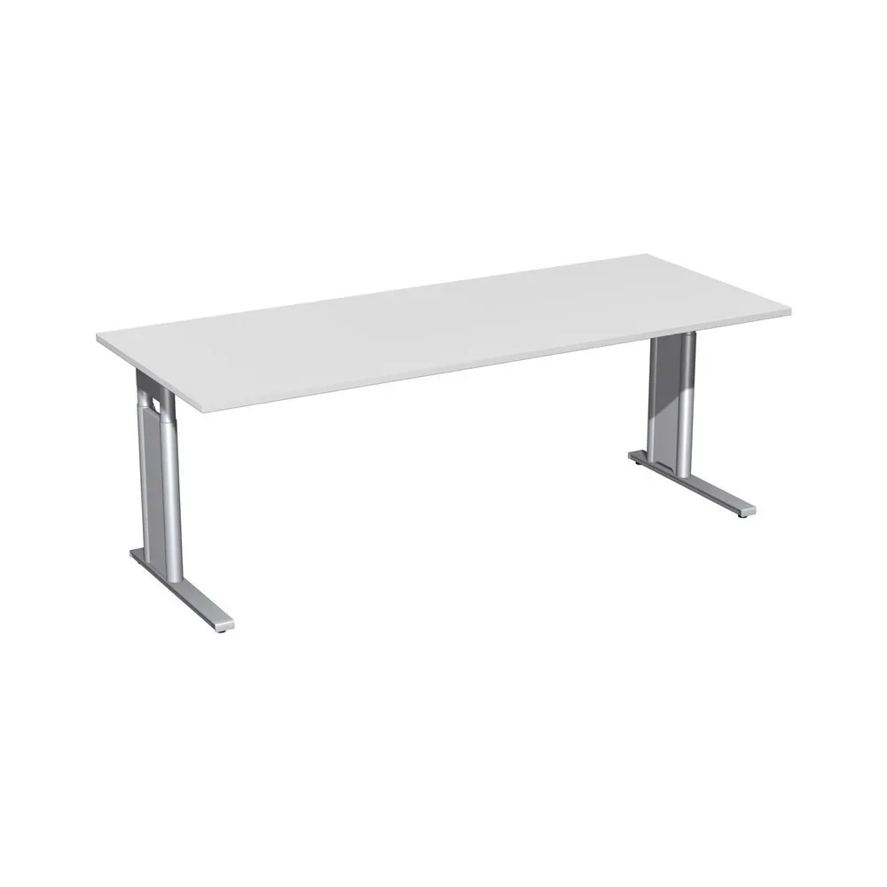 Geramöbel Manuell höhenverstellbarer Schreibtisch Profi, C-Fuss-Gestell, BxT 2.000 x 800 mm, lichtgrau