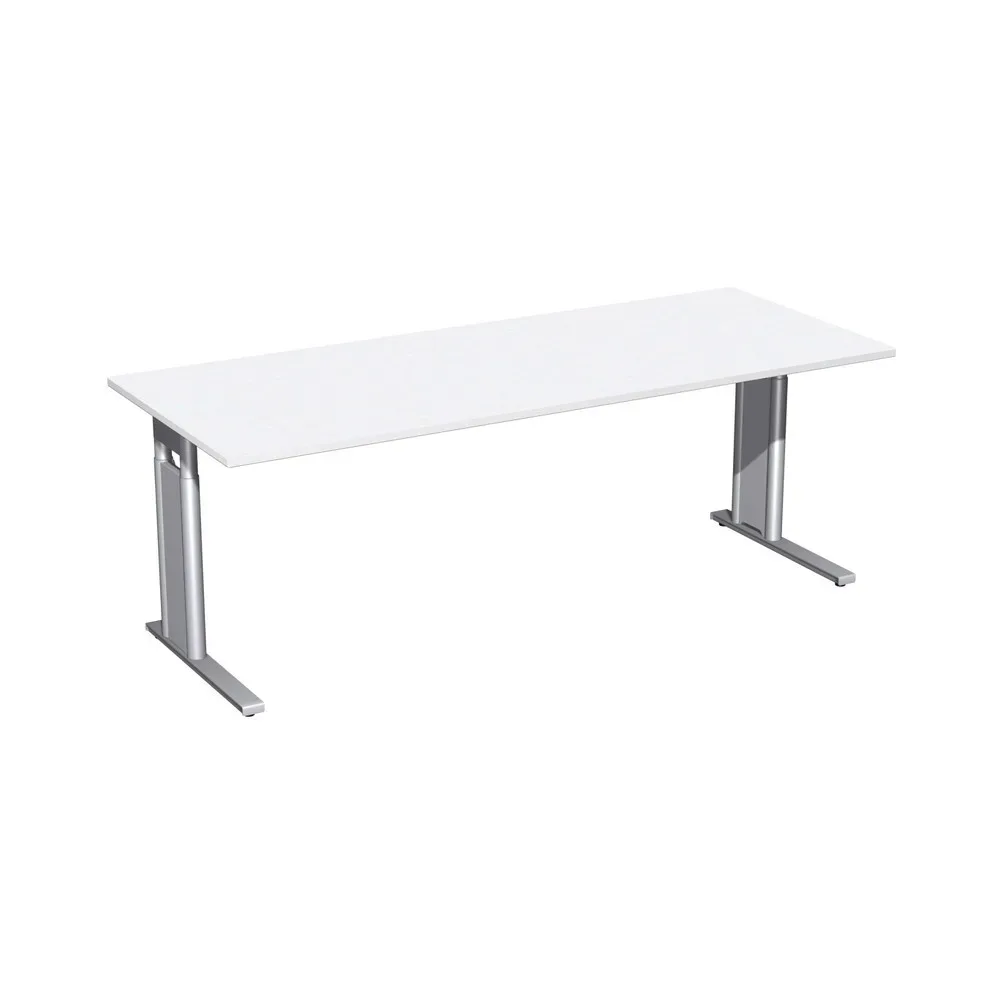 Geramöbel Manuell höhenverstellbarer Schreibtisch Profi, C-Fuss-Gestell, BxT 2.000 x 800 mm, weiss
