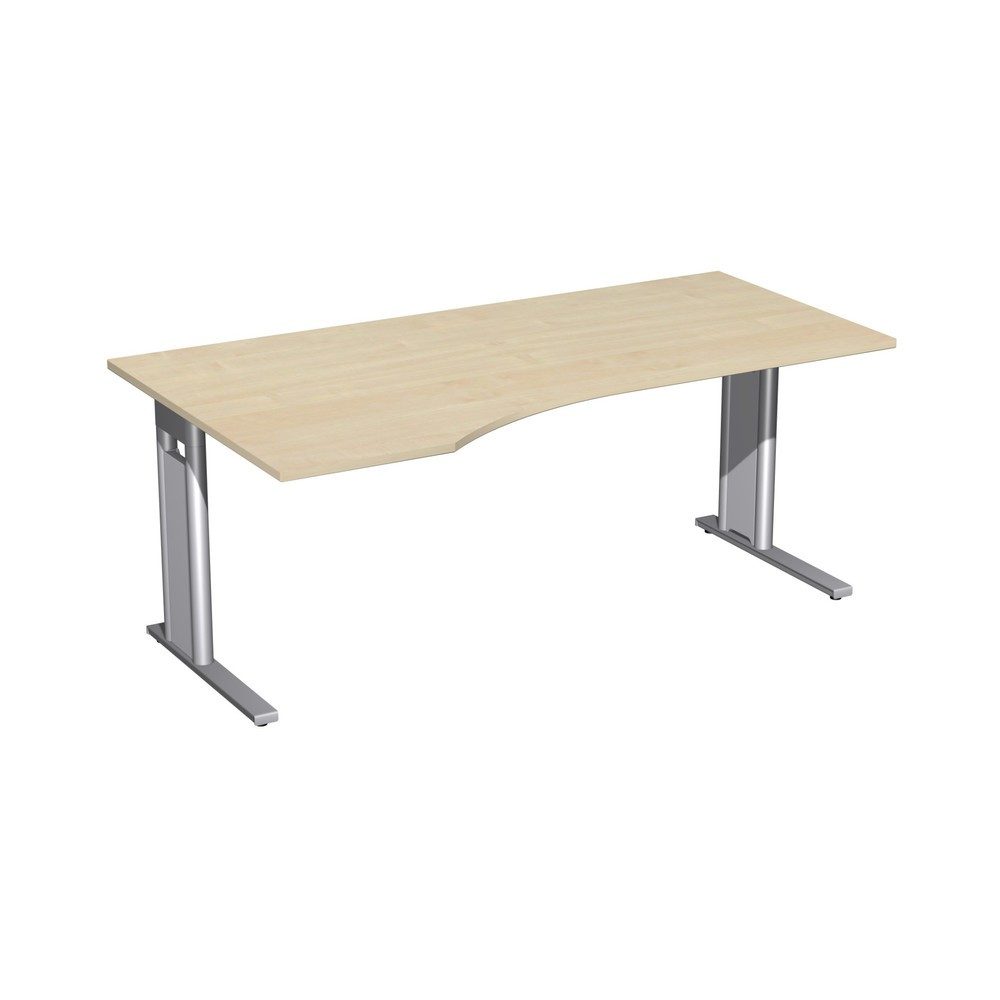 Geramöbel Büro-Schreibtisch Profi, C-Fuss-Gestell, PC-Form-Tischplatte links, BxT 1.800 x 1.000 mm, Ahorn