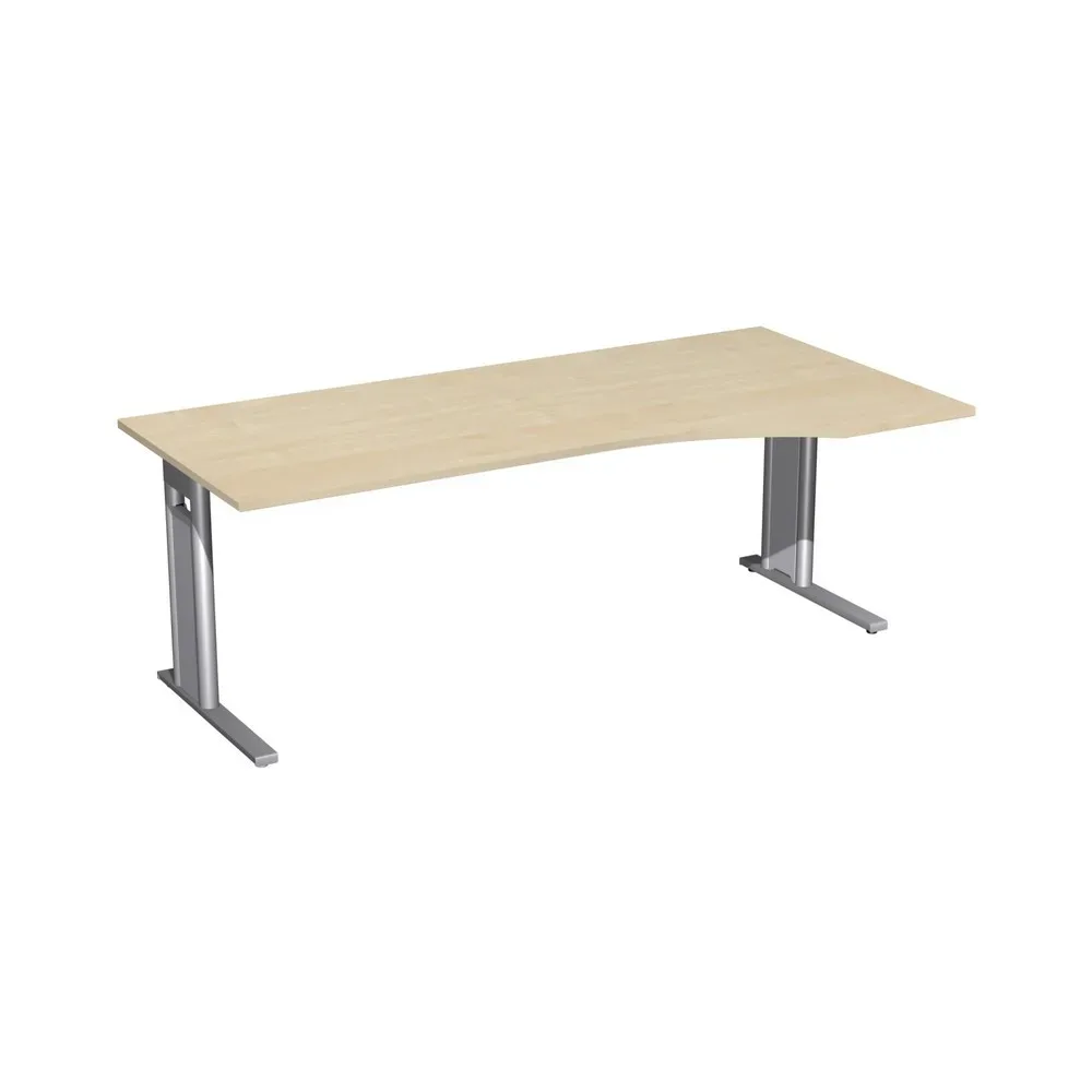 Geramöbel Büro-Schreibtisch Profi, C-Fuss-Gestell, PC-Form-Tischplatte rechts, BxT 2.000 x 1.000 mm, Ahorn