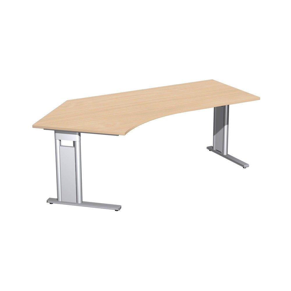 Geramöbel Büro-Schreibtisch Profi, Freiform-Tischplatte 135° links, C-Fuss-Gestell, BxT 2.166 x 1.130 mm, Buche