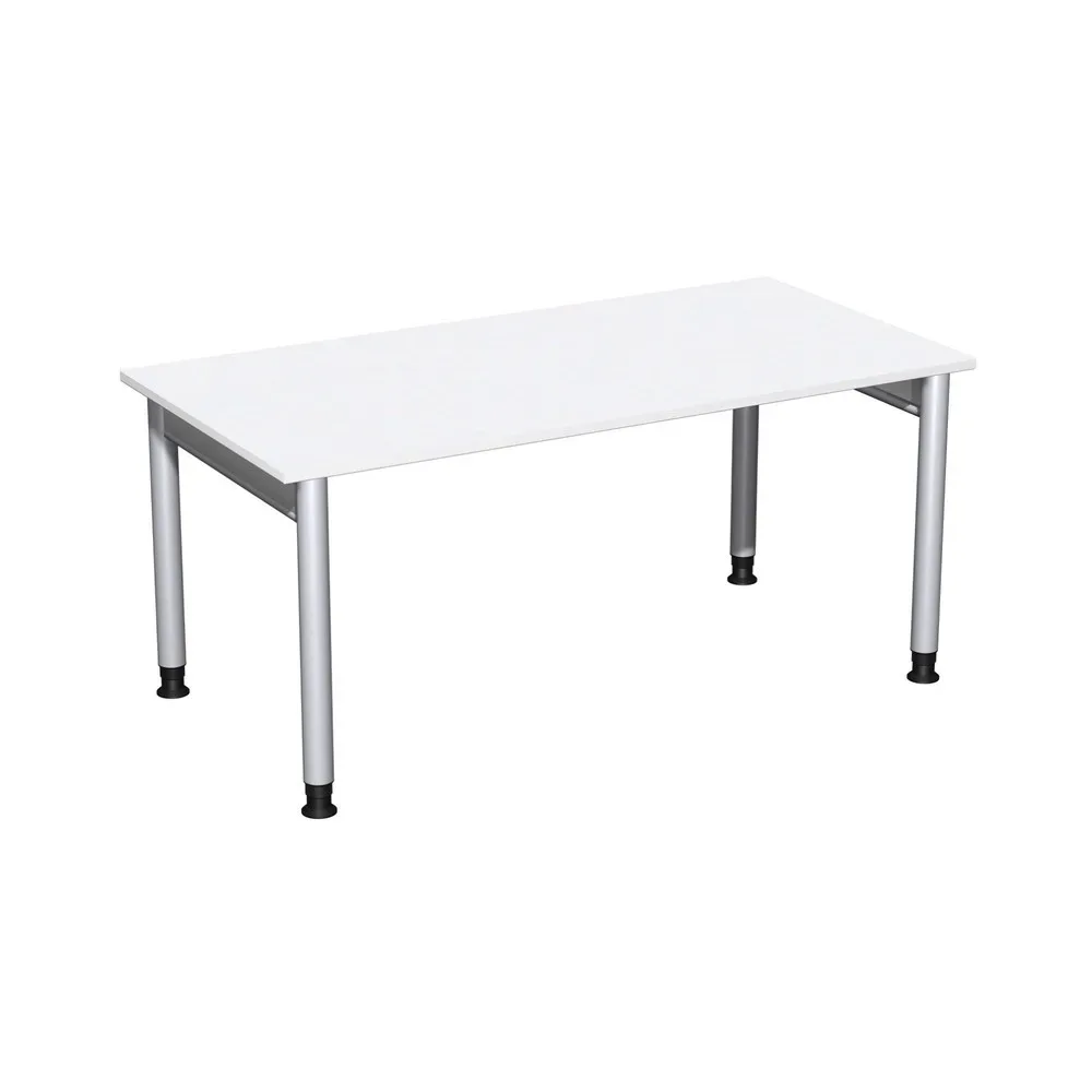 Geramöbel Manuell höhenverstellbarer Schreibtisch Profi, 4-Fuss-Gestell, BxT 1.600 x 800 mm, weiss