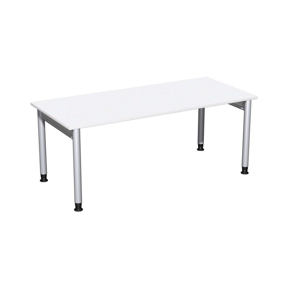 Geramöbel Manuell höhenverstellbarer Schreibtisch Profi, 4-Fuss-Gestell, BxT 1.800 x 800 mm, weiss