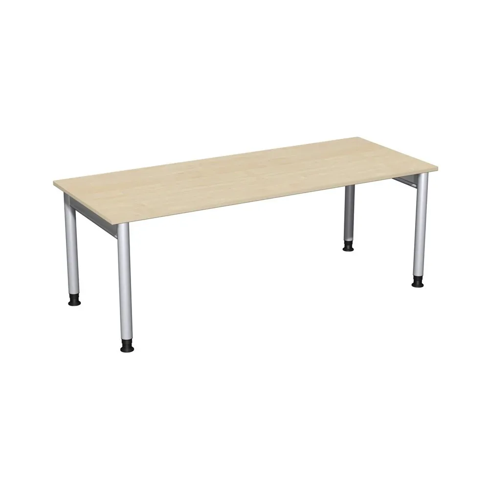Geramöbel Manuell höhenverstellbarer Schreibtisch Profi, 4-Fuss-Gestell, BxT 2.000 x 800 mm, Ahorn