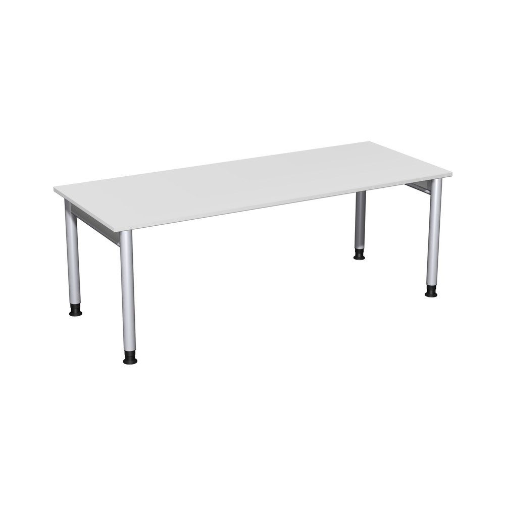 Geramöbel Manuell höhenverstellbarer Schreibtisch Profi, 4-Fuss-Gestell, BxT 2.000 x 800 mm, lichtgrau