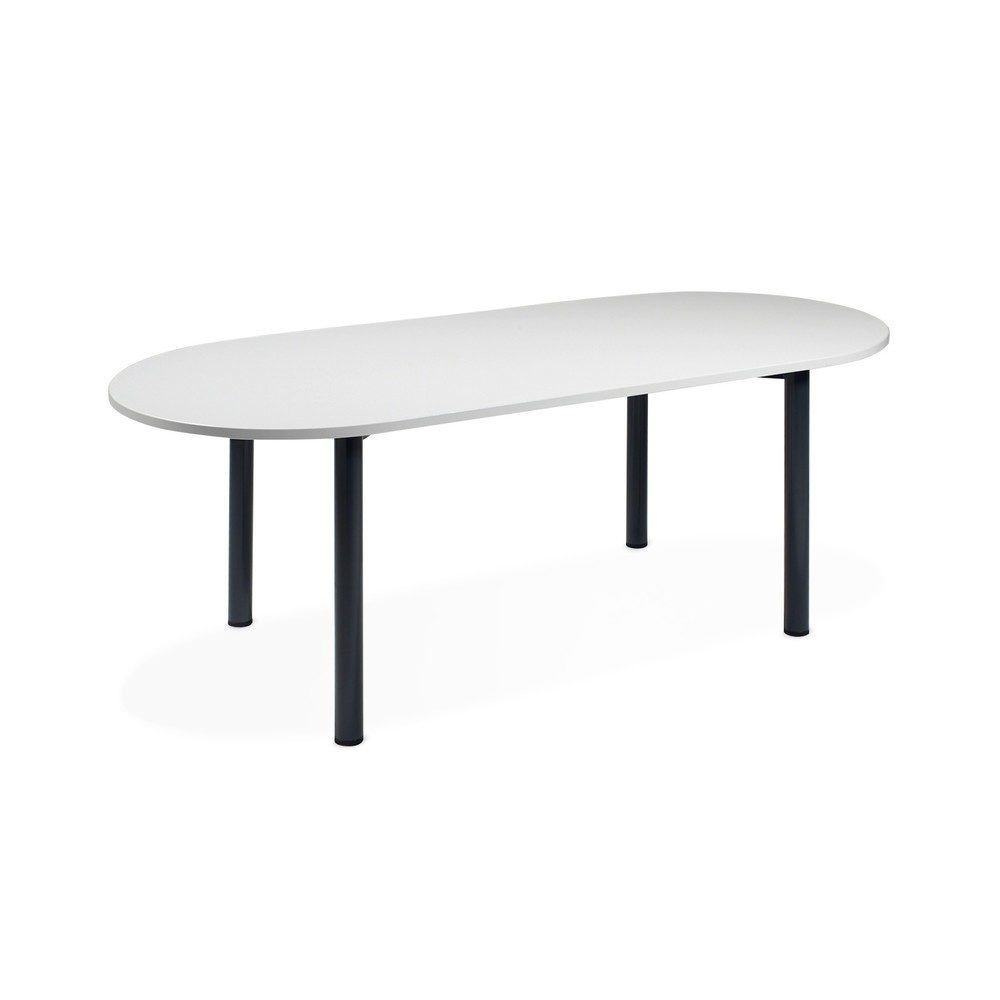 Geramöbel Konferenztisch Ovalform, BxT 2.000 x 900 mm, lichtgrau/anthrazit