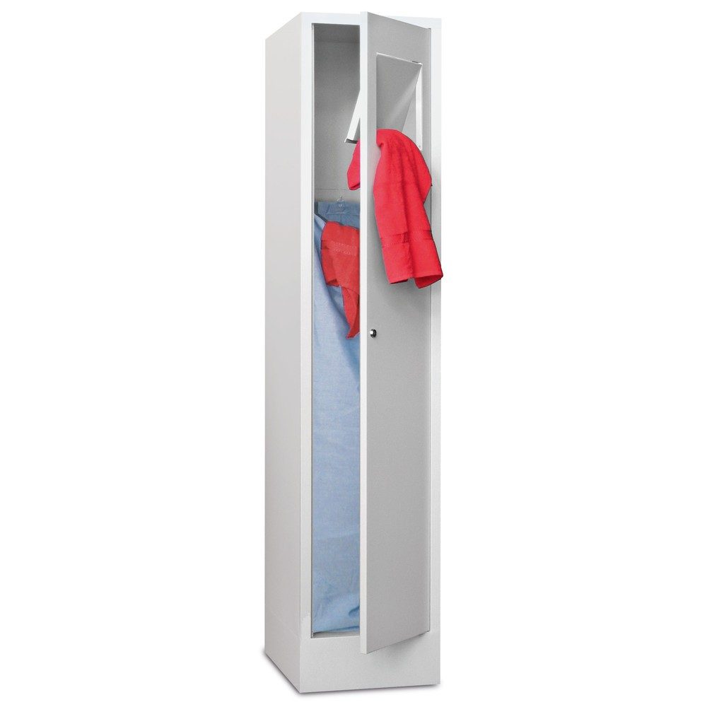 PAVOY Wäschesammelschrank, HxBxT 1.850 x 400 x 500 mm, mit Füssen, feuerrot, lichtgrau