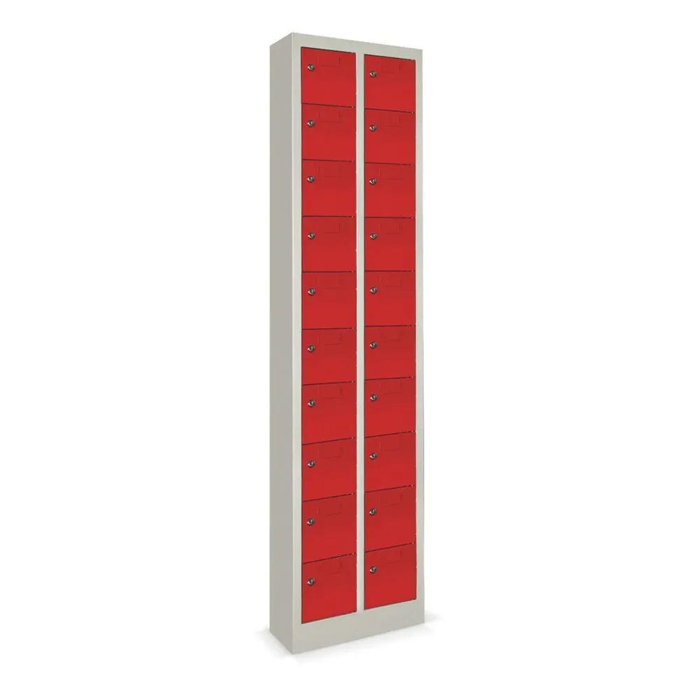 PAVOY Kleinfachschrank, 20 Fächer, HxBxT 1.950 x 460 x 200 mm, mit Etikettenrahmen, reinweiss, reinweiss