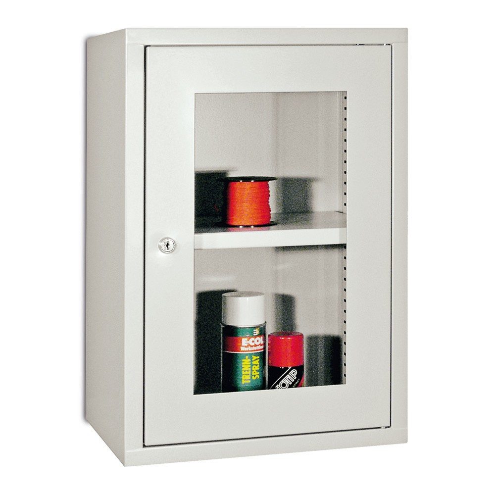 PAVOY Hängeschrank mit Sichtfenster, HxBxT 600 x 800 x 300 mm, reinweiss, lichtgrau