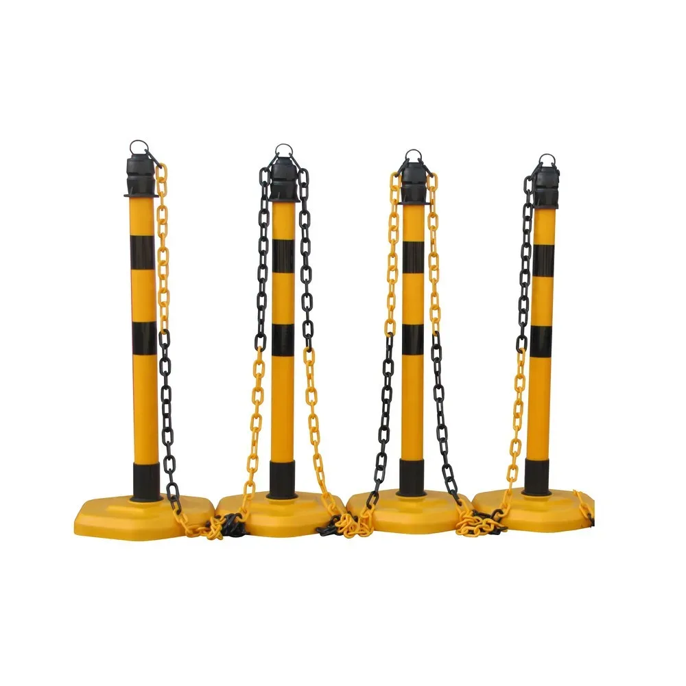 Kettenständer-Set Premium, Aussenbereich, 4 Ständer schwarz/gelb, 3 Ketten à 3 m