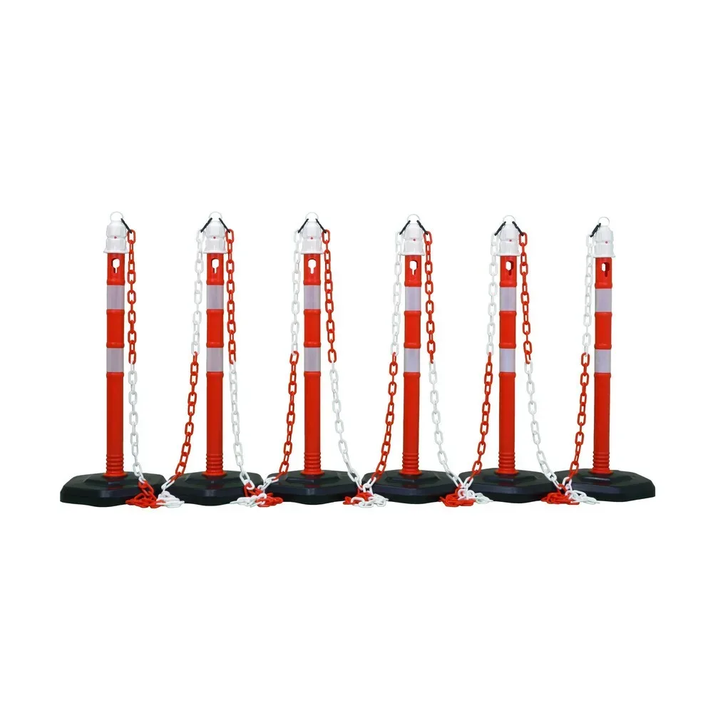 Kettenständerset, 6 Pfosten+5 Ketten, rot-weiss