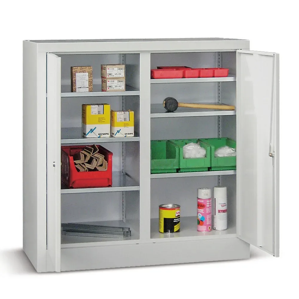 PAVOY Beistellschrank mit 6 Fachböden, HxBxT 1.000 x 1.000 x 500 mm, Trennwand, enzianblau, enzianblau