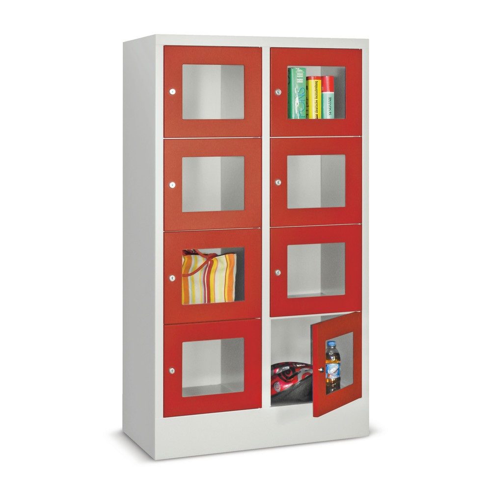 PAVOY Schliessfachschrank mit Sichtfenster, 2 x 5 Fächer, HxBxT 1.850 x 800 x 500 mm, anthrazitgrau, lichtgrau