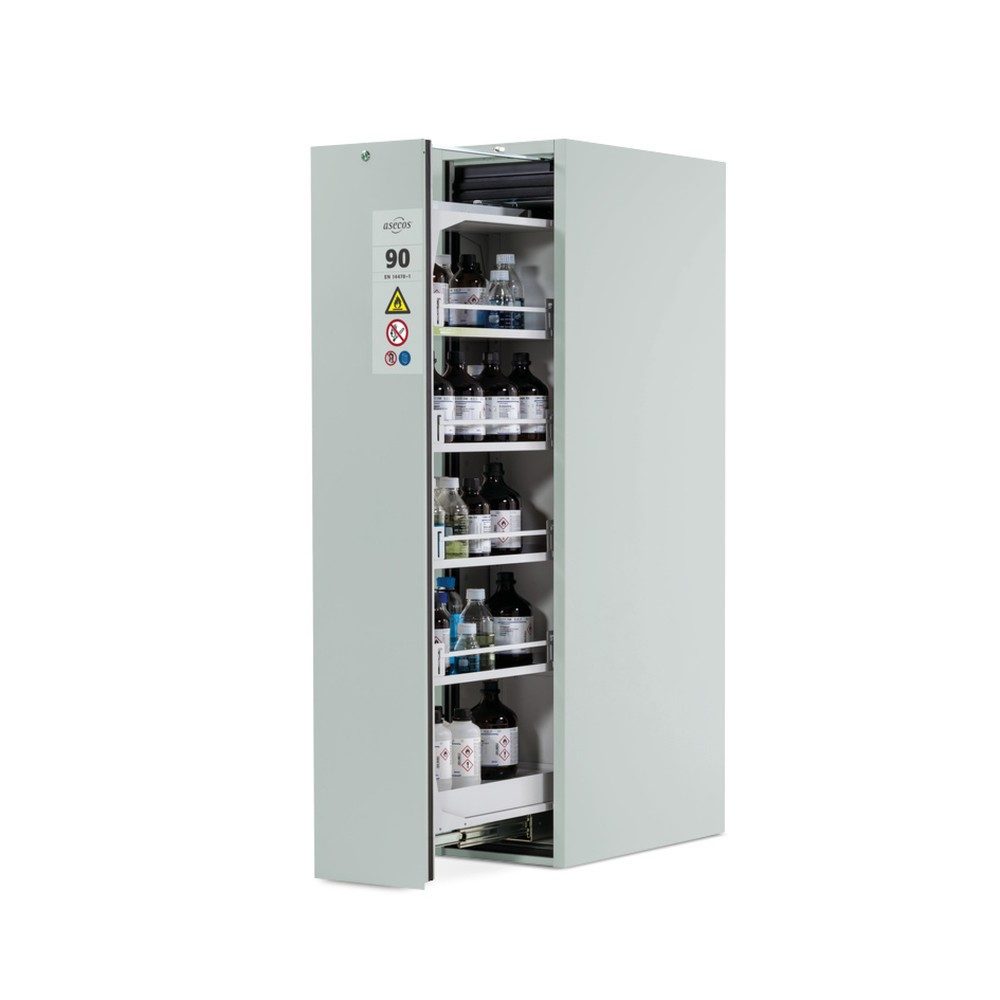 Gefahrstoffschrank Asecos V-LINE, Typ 90, 1 Vertikalauszügen, Lichtgrau/Lichtgrau