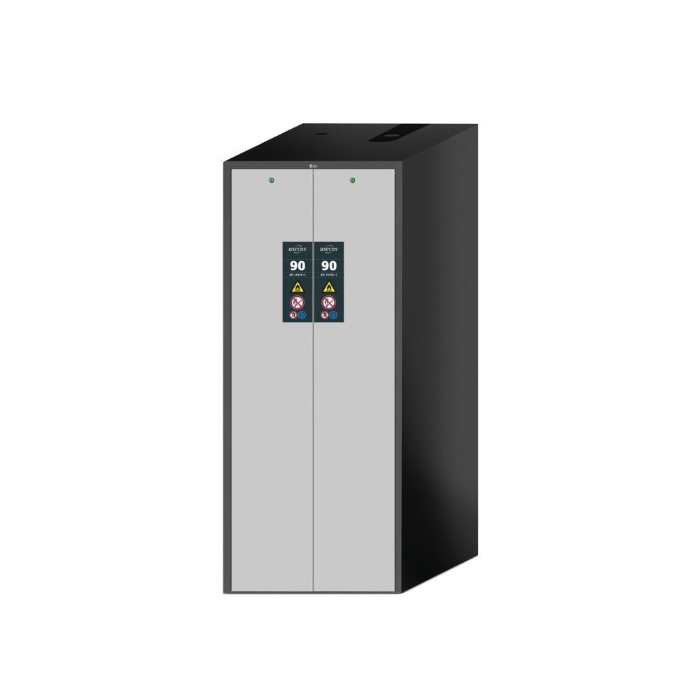 Gefahrstoffschrank Asecos V-LINE, Typ 90, 2 Vertikalauszügen, Anthrazitgrau/Lichtgrau