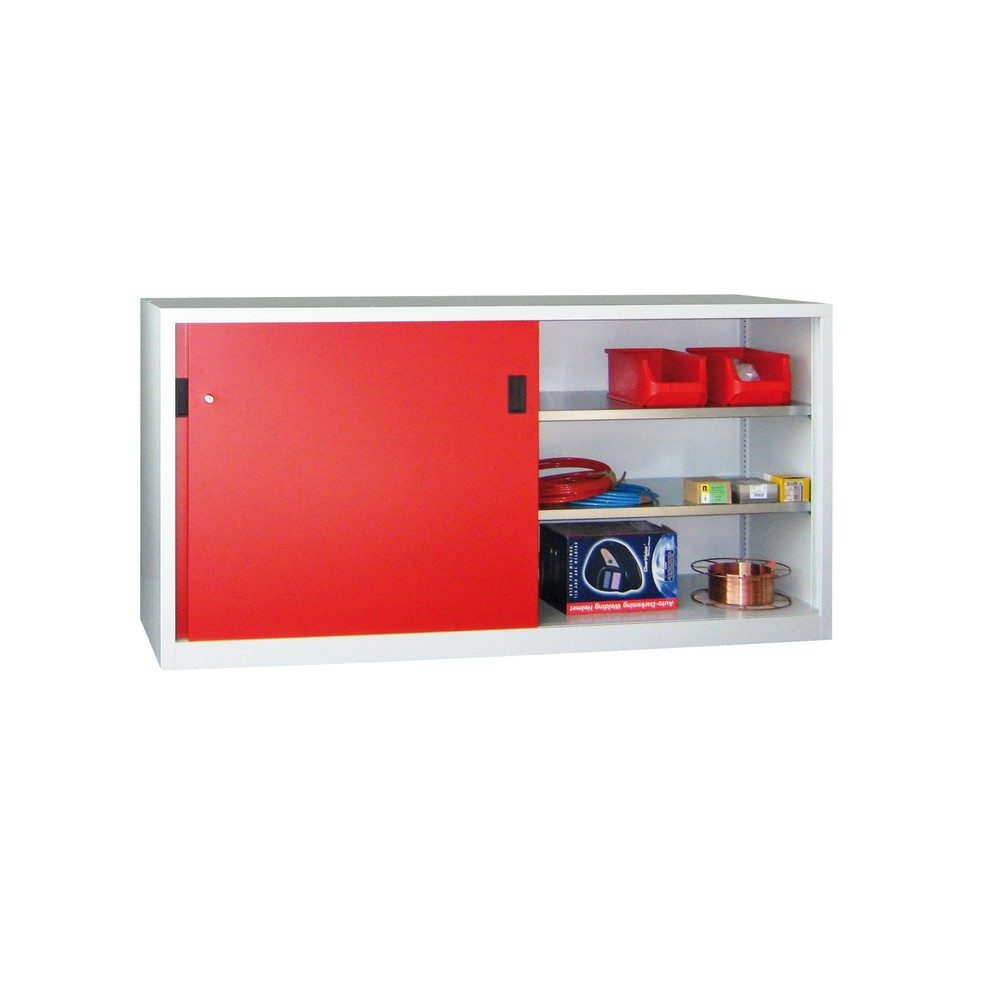 PAVOY Schiebetürenschrank mit 4 Fachböden + Trennwand, HxBxT 1.000 x 1.500 x 500 mm, reinweiss, reinweiss
