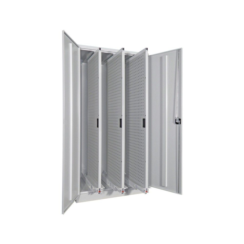 PAVOY Vertikalauszugschrank mit Lochwänden, 4 Auszüge, HxBxT 1.950 x 1.000 x 600 mm, anthrazitgrau, lichtgrau