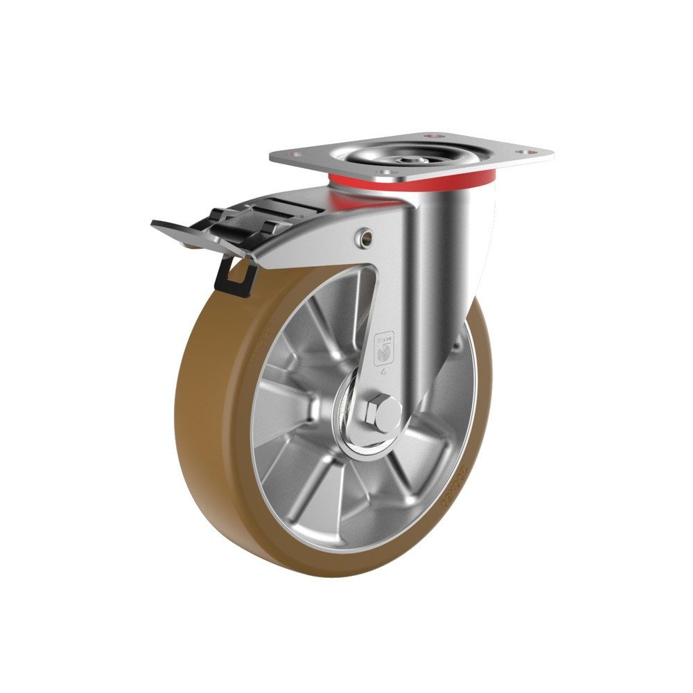 Wicke Schwerlast-Lenkrolle Topthane® PU, inkl. Feststeller, Ø x Breite 125 x 40 mm, Ausladung 48 mm, TK 350 kg
