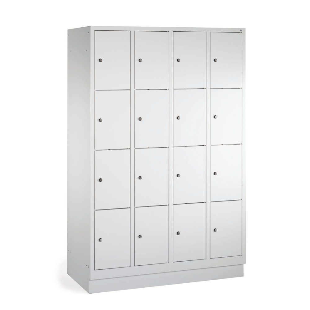 PAVOY Schliessfachschrank mit Zylinderschloss, 4 x 2 Fächer, HxBxT 855 x 1.600 x 500 mm, feuerrot, lichtgrau
