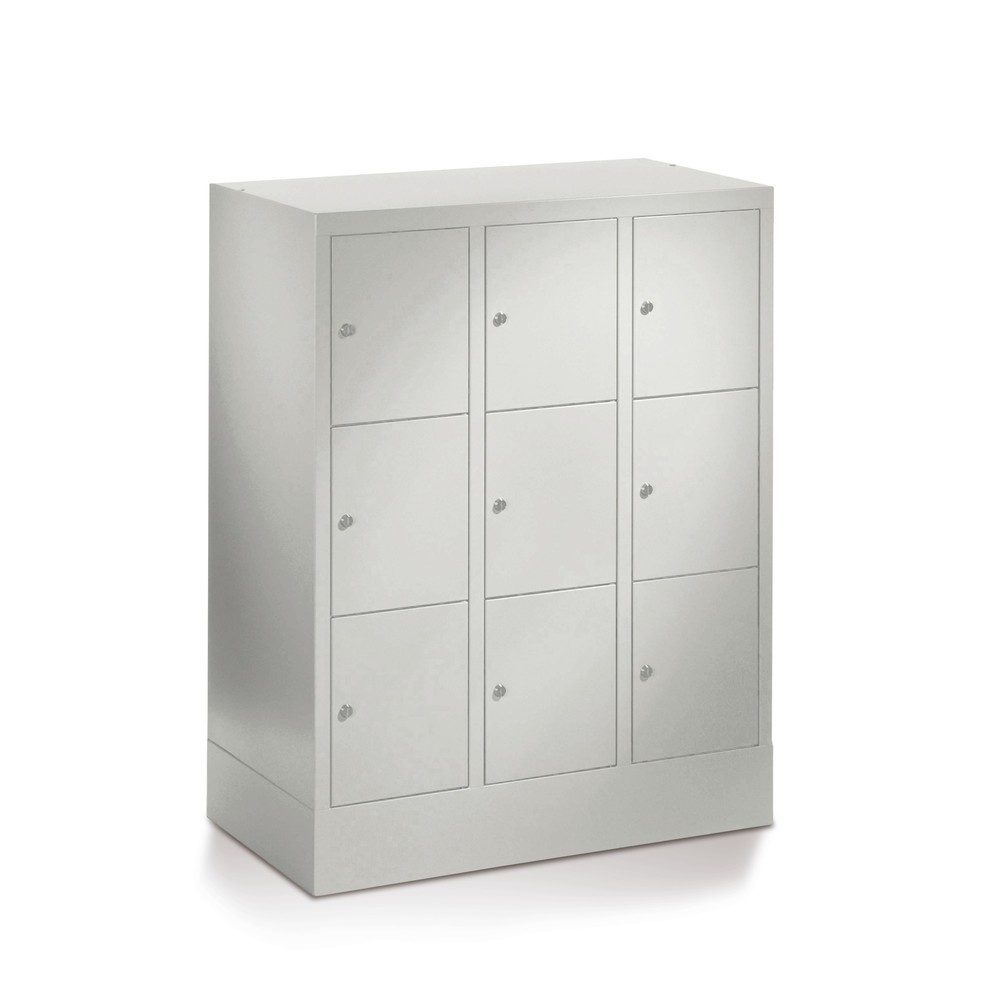 PAVOY Schliessfachschrank mit Zylinderschloss, 3 x 2 Fächer, HxBxT 855 x 900 x 500 mm, rubinrot, lichtgrau