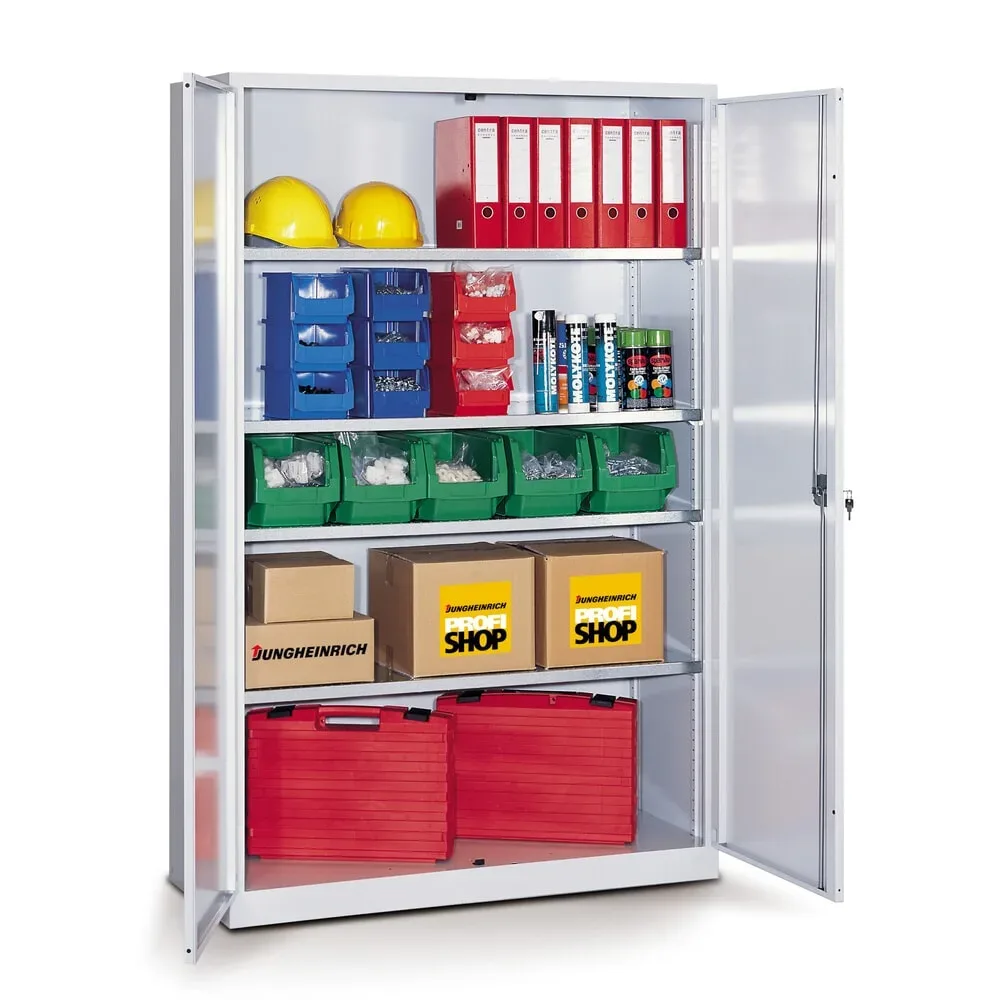 LISTA Flügeltürschrank mit 4 verzinkten Böden, HxBxT 1.950 x 1.250 x 500 mm, lichtgrau, lichtblau