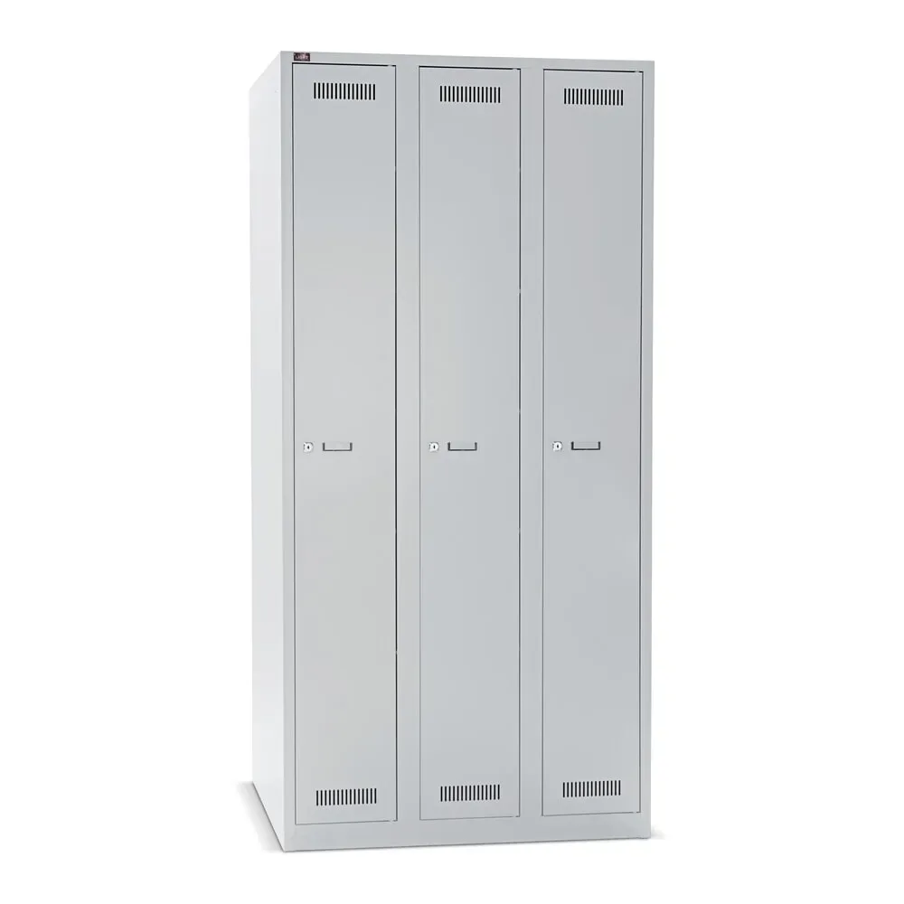 BISLEY LIGHT Kleiderspind 3 Abteile, HxBxT 1.850 x 900 x 500 mm, lichtgrau