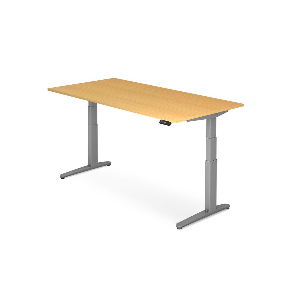 Hammerbacher Elektrisch höhenverstellbarer Schreibtisch, mit Memoryschalter, C-Fuss, BxT 1.600 x 800 mm, Buche