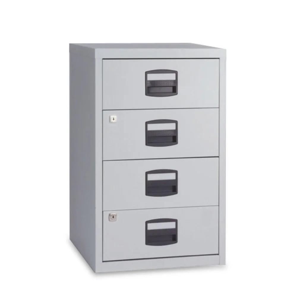 BISLEY Schubladenschrank mit 4 Materialschüben, grau/blau