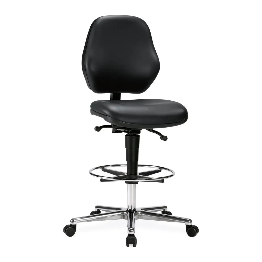 bimos Arbeitsdrehstuhl Smart mit Sitz-Stop-Rollen, Kunstleder, Sitzhöhe 660-910 mm, Fussring, schwarz