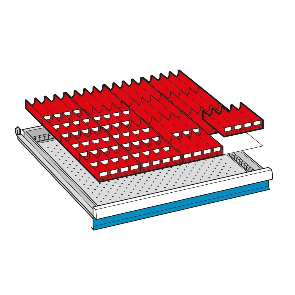 Schubladeneinteilungsmaterial-Set, 36 Einsatzkästen, für Fronthöhe 50 mm LISTA